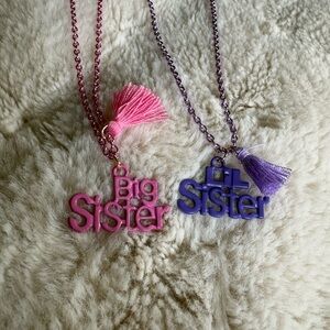 Big Sister and Sister Necklace Set - Pink and Purple